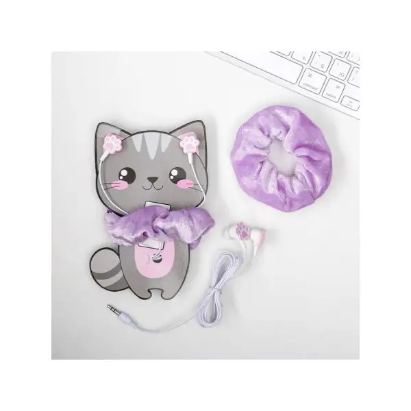 Подарочный набор наушники проводные и резинка для волос